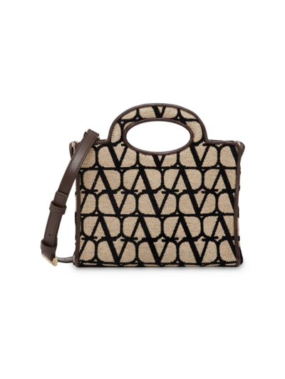 Shop Valentino Women's Le Troisième Mini Shopping Bag In Toile Iconographe In Beige Black