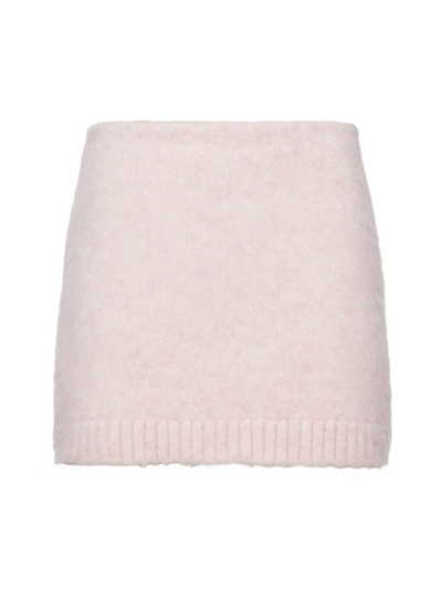 Shop Prada Women's Shetland Wool Mini Skirt In Pink