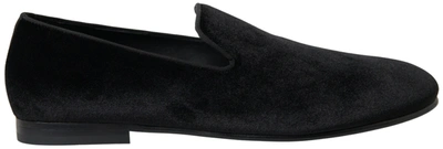 Shop Dolce & Gabbana Black Velvet Loafers Formal Shoes