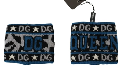 Shop Dolce & Gabbana Blue Gray Logo Two Piece Wristband Wrap
