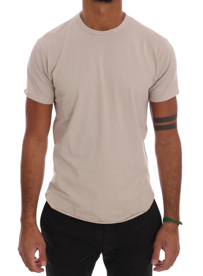Shop Daniele Alessandrini Beige Cotton Stretch Crew Neck T-shirt