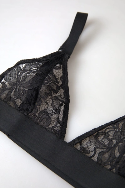 Shop Dolce & Gabbana Black Floral Lace Nylon Stretch Bra Underwear