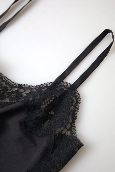Shop Dolce & Gabbana Black Lace Silk Sleepwear Camisole Underwear