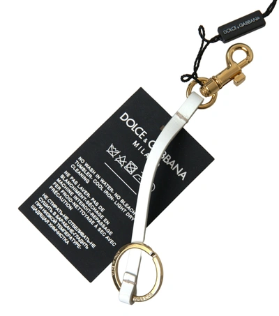 Shop Dolce & Gabbana Black Silicone Dg Logo Gold Brass Keychain