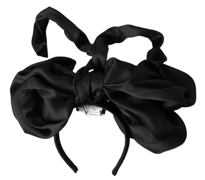 Shop Dolce & Gabbana Black Silk Large Bow Hair Head Diadem