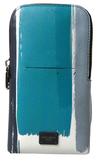 Shop Dolce & Gabbana Blue Leather Men Purse Crossbody Sling Phone Bag