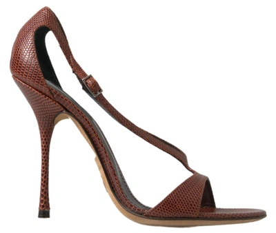 Shop Dolce & Gabbana Brown Leather High Heels Sandals Shoes