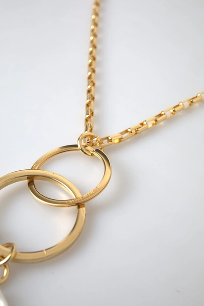Shop Dolce & Gabbana Gold Tone Brass Chain Link Dg Logo Pendant Necklace
