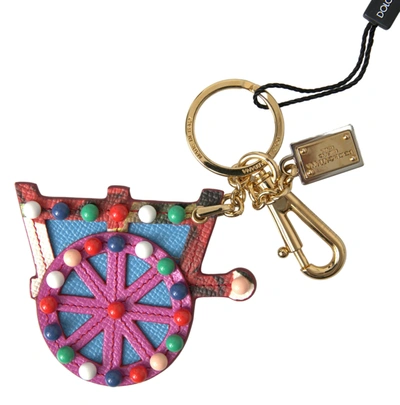 Shop Dolce & Gabbana Multicolor Gold Tone Carretto Keychain Accessory Keyring