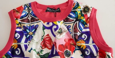 Shop Dolce & Gabbana Multicolor Majolica Floral Crew Neck Tank Top