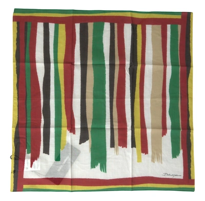 Shop Dolce & Gabbana Multicolor Stripes Square Handkerchief Scarf