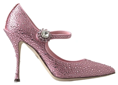 Shop Dolce & Gabbana Pink Mary Jane Crystal Pumps High Heels Shoes