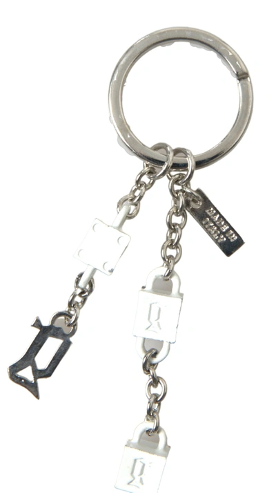 Shop Dolce & Gabbana Silver Tone Metal Dg Logo Engraved Keyring Keychain