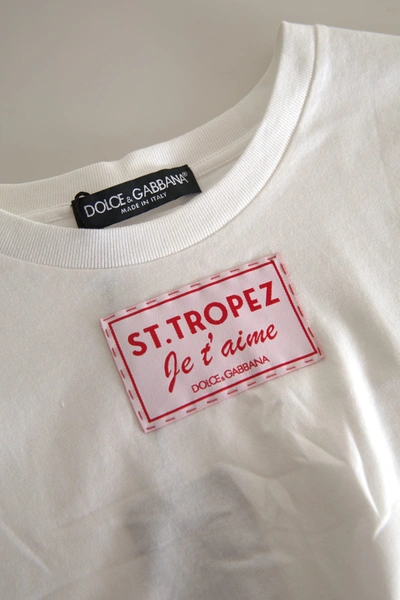 Shop Dolce & Gabbana White Cotton St. Tropez Crew Neck Tank T-shirt