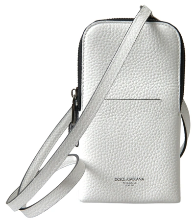 Shop Dolce & Gabbana White Leather Purse Crossbody Sling Phone Bag