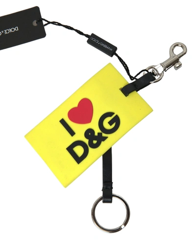Shop Dolce & Gabbana Yellow Silicone Dg Logo Gold Brass Keyring Keychain