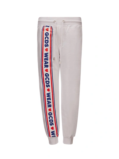 Shop Gcds Jogging White Sweatpants With Logo