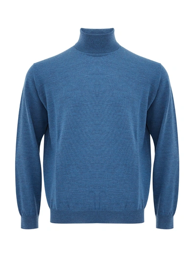 Shop Ferrante Light Blue Turtleneck Wool Jumper