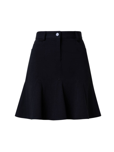 Shop Akris Punto Women's Pleated A-line Denim Skirt In Black
