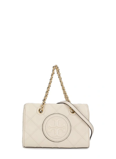 Shop Tory Burch Ivory Leather Quilted Hand Bag In Neutrals