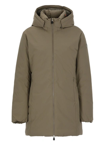 Shop Save The Duck Rachel Long Padded Jacket In Brown