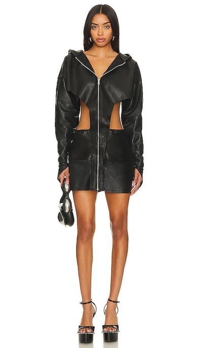 Shop Sami Miro Vintage X Revolve V Cut Out Hoodie Dress In Black Leather