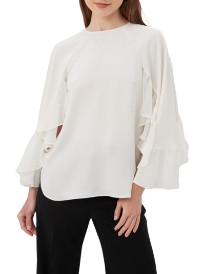 Shop Trina Turk Women's Akari Ruffled-sleeve Top In Winter White