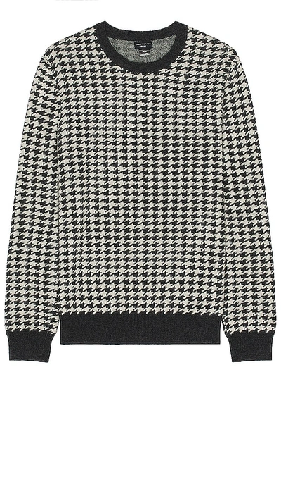 Shop Club Monaco Wool Houndstooth Crew In Charcoal