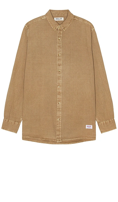 Shop Rolla's Men At Work Oxford Shirt In Sand