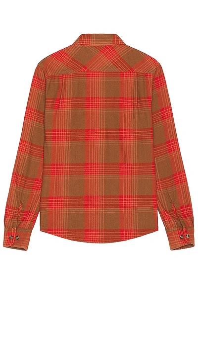 Shop Brixton Bowery Flannel In Barn Red & Bison