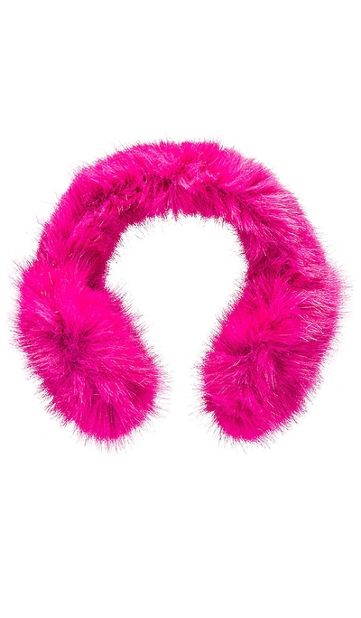 Shop Jocelyn Faux Long Hair Fur Earmuffs In Hot Pink