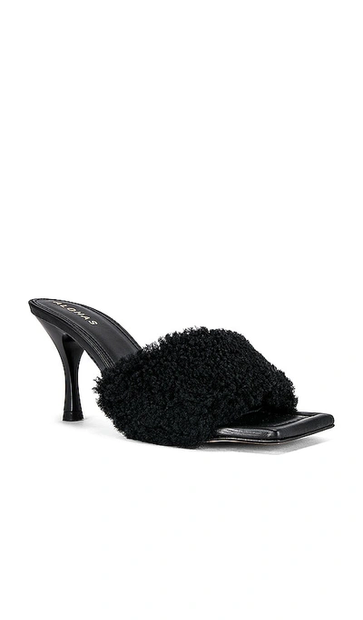 Shop Alohas Puffy Sandals In Furry Black