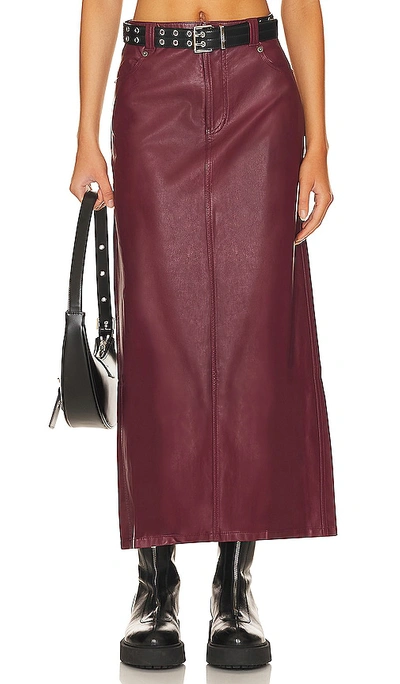 Shop Free People X We The Free City Slicker Leather Maxi Skirt In Red Jasper