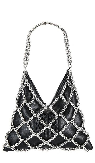 Shop Anine Bing Mini Gaia Chain Bag In Black & Silver