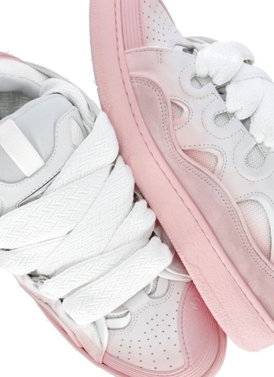 Shop Lanvin Pink/white Curb Sneakers