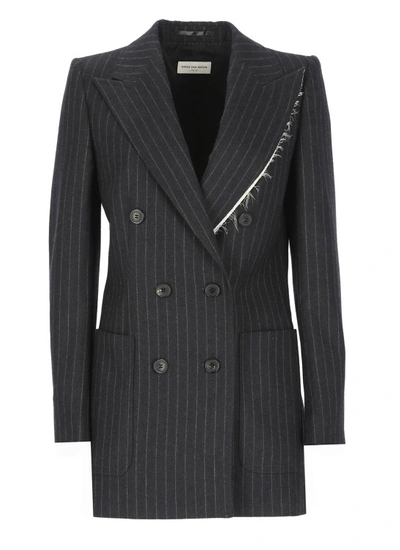Shop Dries Van Noten Wool Double-breasted Jacket In Grey