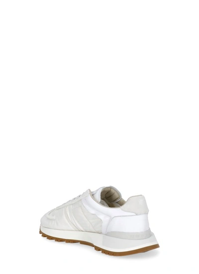 Shop Maison Margiela White Leather And Fabric Sneakers