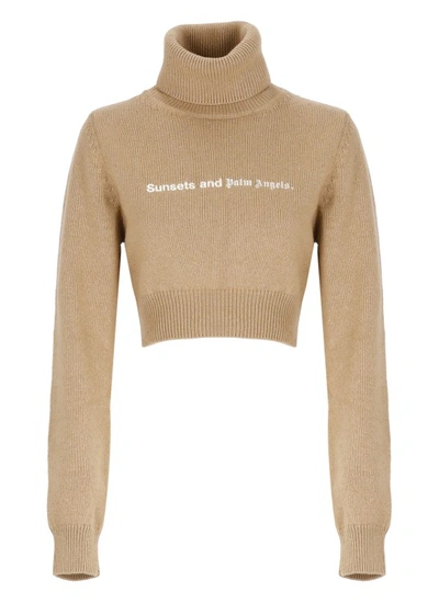 Shop Palm Angels Sunset Cropped Sweater In Brown