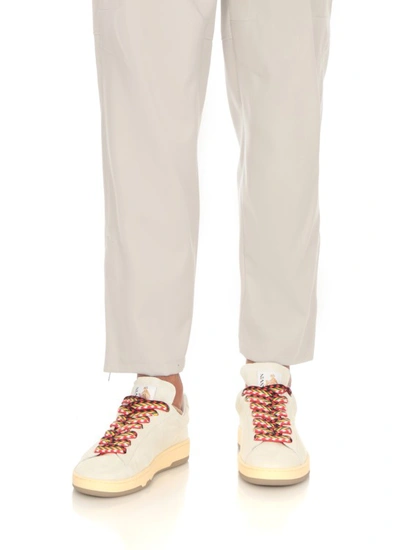 Shop Lanvin White Suede Leather Sneakers