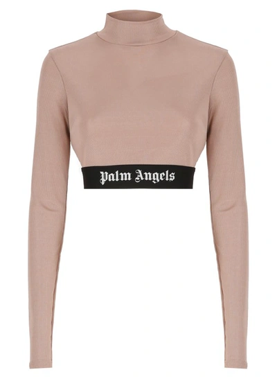 Shop Palm Angels Logo Tape Skin T-shirt In Pink