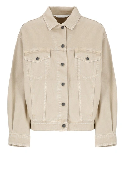 Shop Palm Angels Jeans Jacket In Neutrals