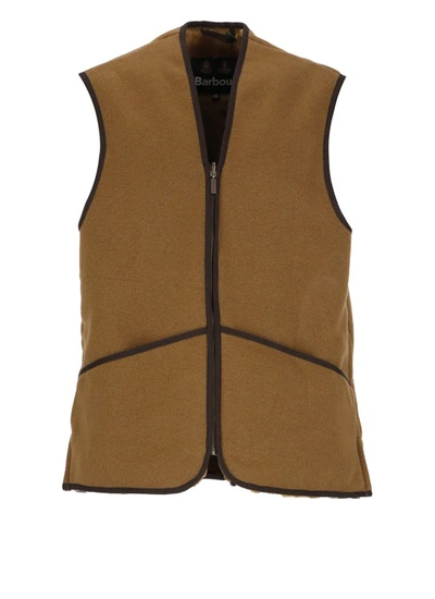 Shop Barbour Warm Pile Waistcoat Zip Sleeveless Jacket In Brown