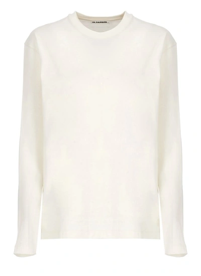 Shop Jil Sander Ivory Cotton And Cashmere Tshirt For Woman In Neutrals