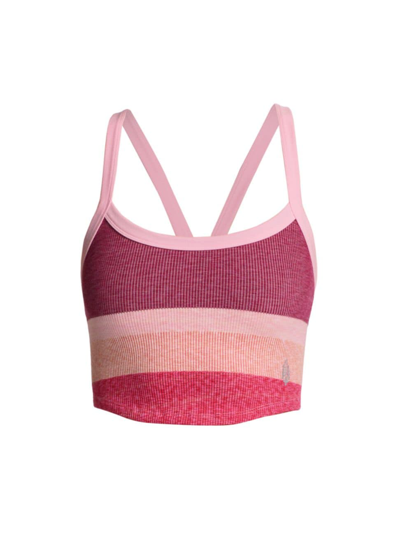 Shop Fp Movement Women's All Clear Striped Crop Tank In Magenta Minx Combo