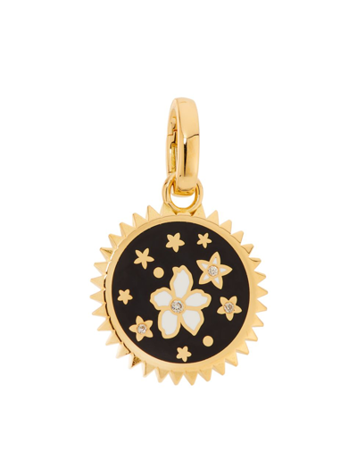 Shop Foundrae Women's Resilience 18k Yellow Gold, 0.01 Tcw Diamond & Enamel Petite Medallion