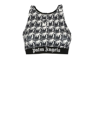 Shop Palm Angels Sport Top With Palm Logo In Black