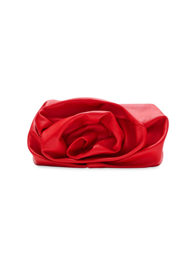 Shop Burberry Women's Leather Rose Clutch In Red