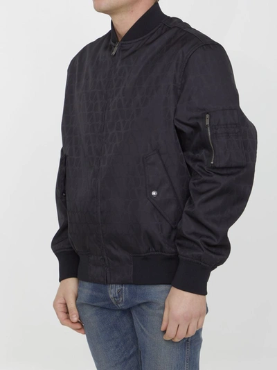 Shop Valentino Toile Iconographe Nylon Bomber In Black