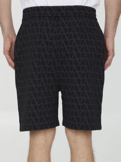 Shop Valentino Toile Iconographe Cotton Bermuda Shorts In Black