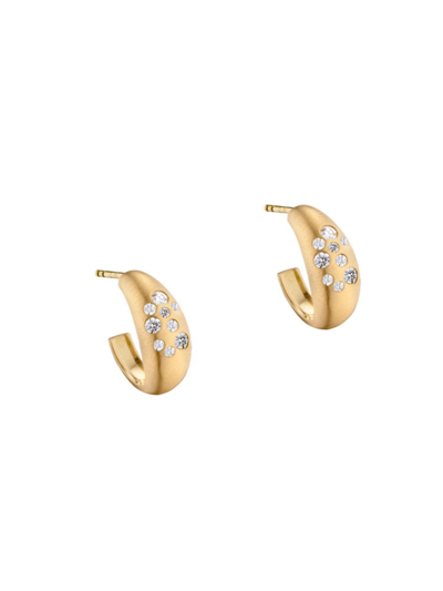 Shop Elizabeth Moore Women's Fairy Dust 18k Yellow Gold & 0.30 Tcw Diamond Tapered Hoop Earrings